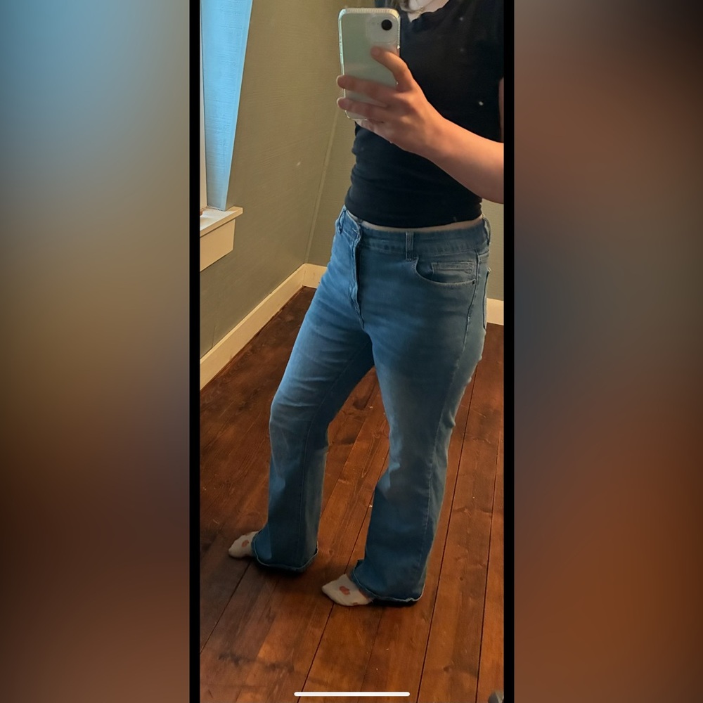 High rise High Waisted Flare Stretchy blue jeans Denim